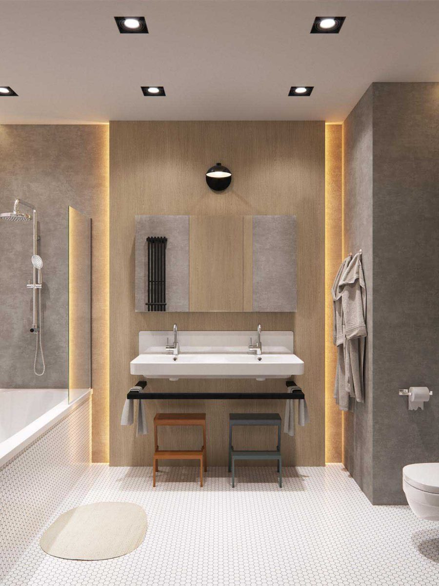 modern double sinks bathroom 세면대