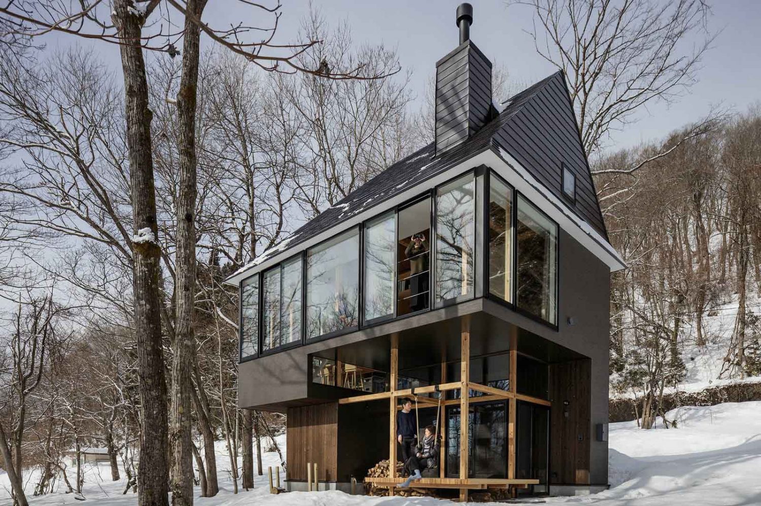 일본 스플릿 플로어 오픈 스페이스 개조 주택 lake house 8