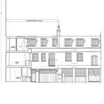 Danish Mews House가 있는 뮤즈 골목 입면도