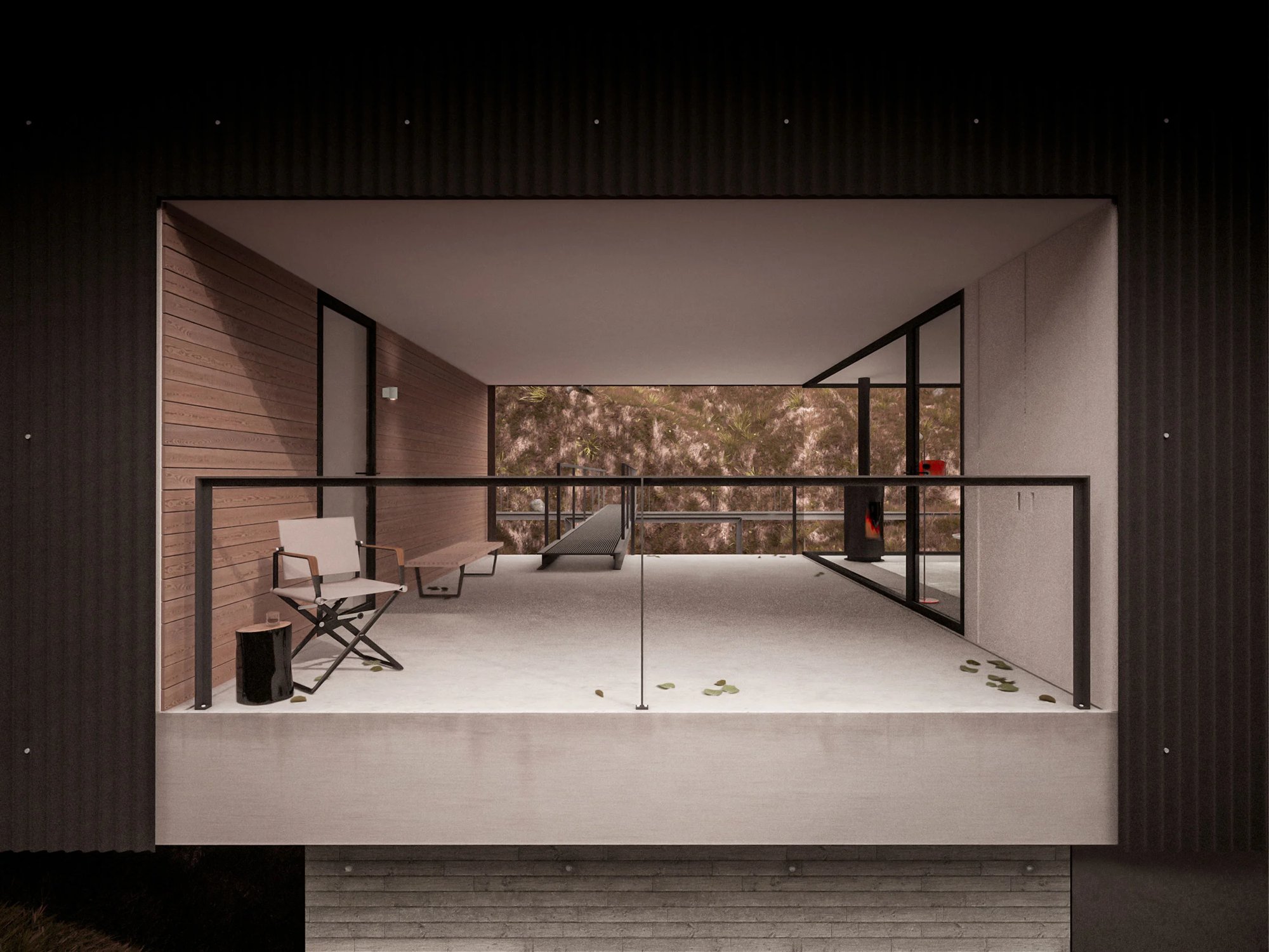 액자처럼 뚫린 House for a Photographer 야외 테라스 렌더링