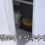 로봇청소기 출입구를 낸 붙박이 수납장 하부