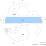 옥상 수영장이 표시된 Trefoil House 지붕 평면도